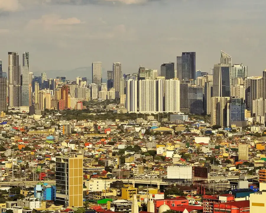 Aerial view of the Manila skyline in the Philippines